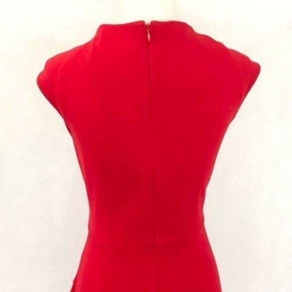 Calvin Klein Sleeveless Red Knit Side Peplum Dress - Picture 6 of 10